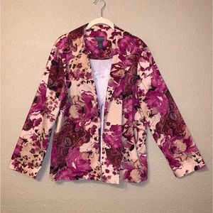 ADDITIONS by CHICO’S tan jacket with pink floral print size 3 / XL